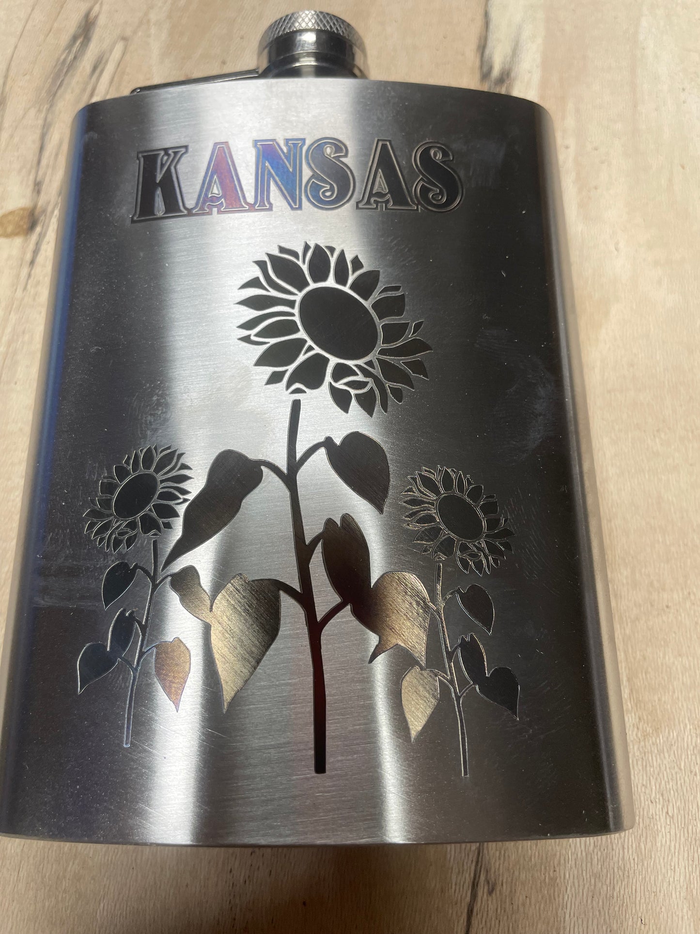 Kansas Sunflowers 8oz Hip Flask