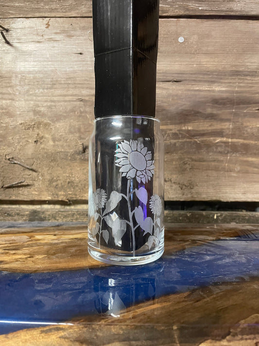 Sunflower on Rolled lip 16oz Glass