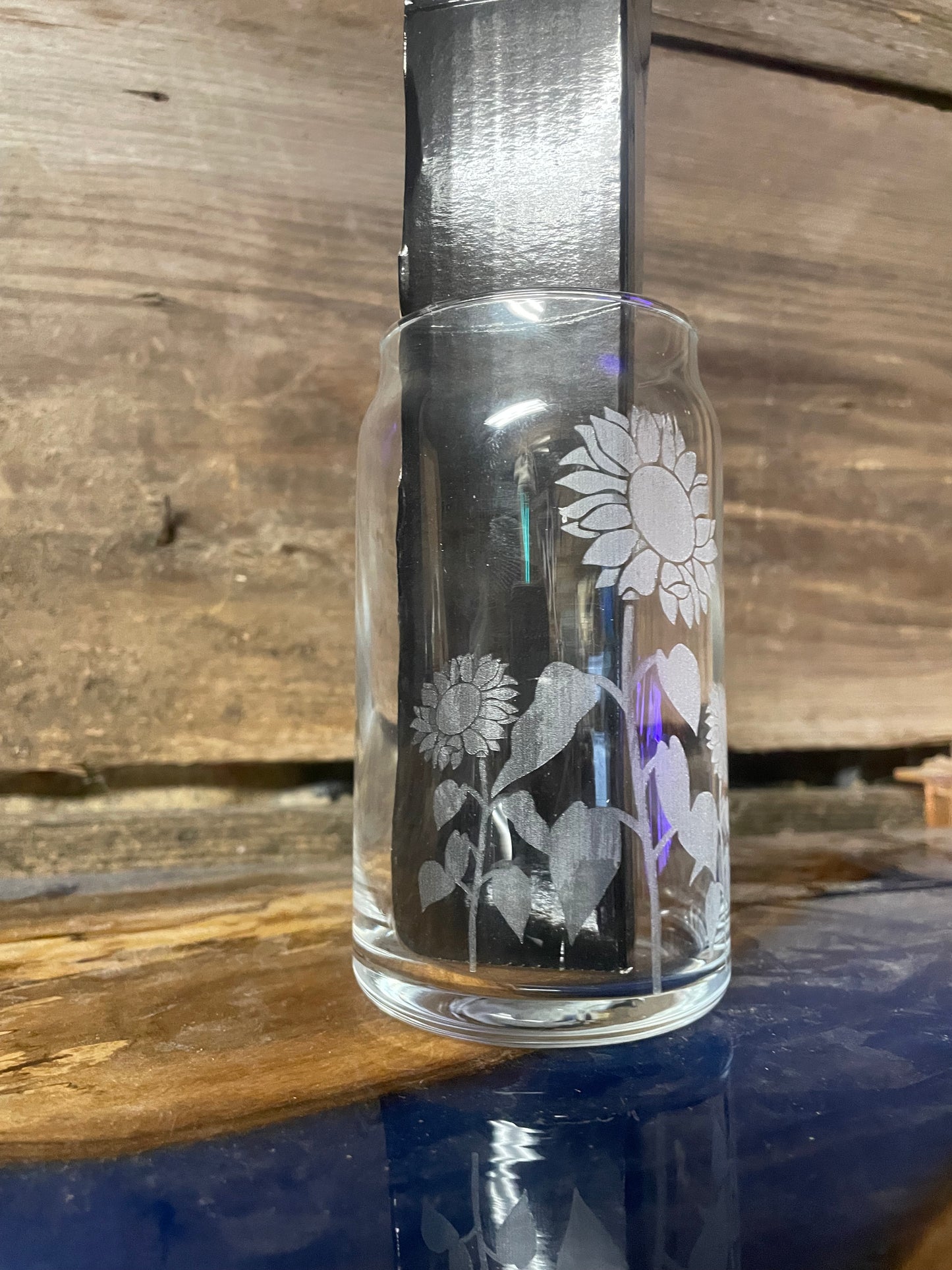 Sunflower on Rolled lip 16oz Glass