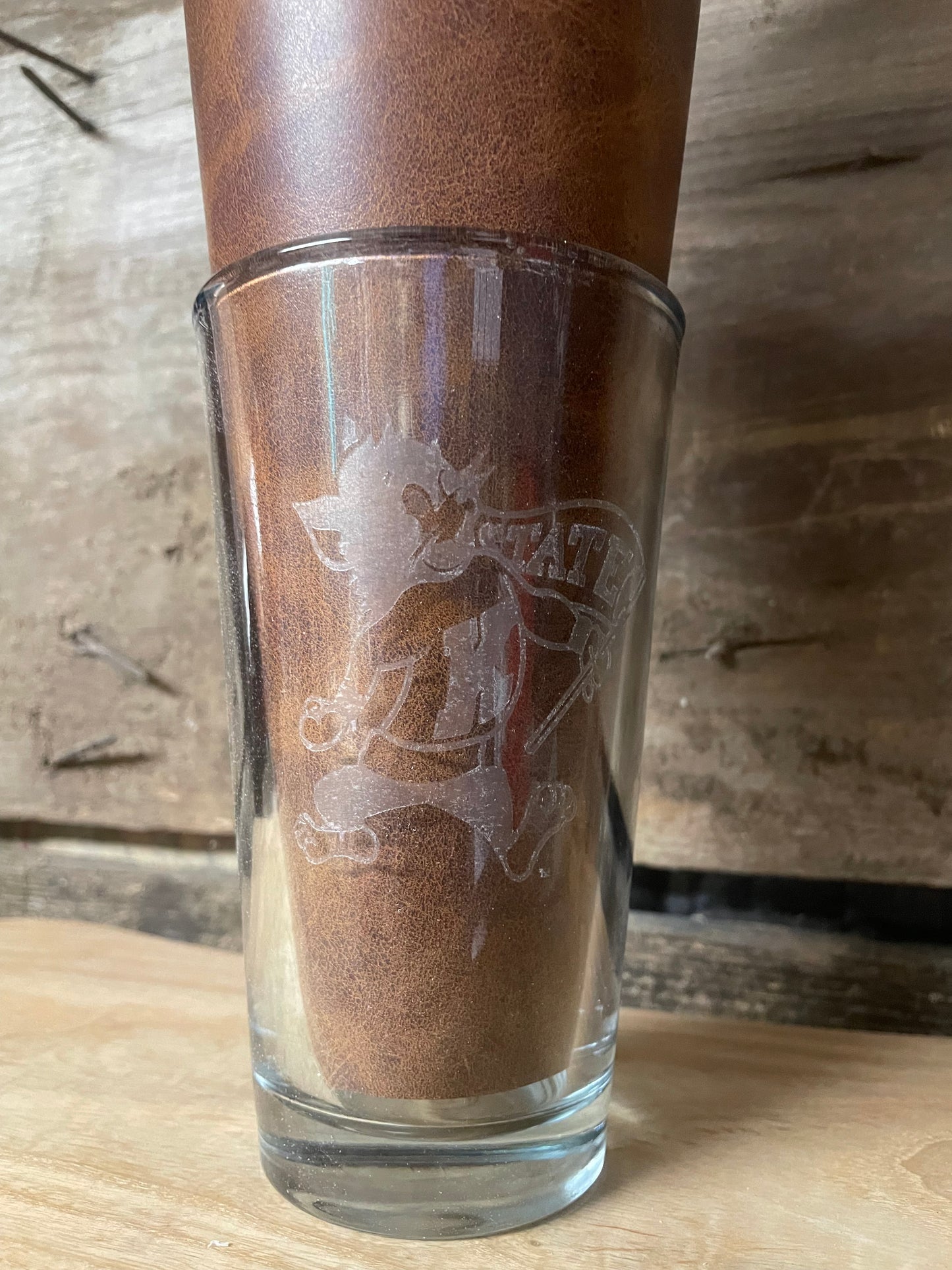 K-State Willie the Wildcat on 16oz Pint Glass