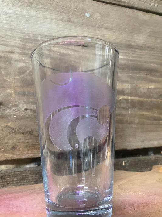 K-State Power Cat on 16oz Pint Glass