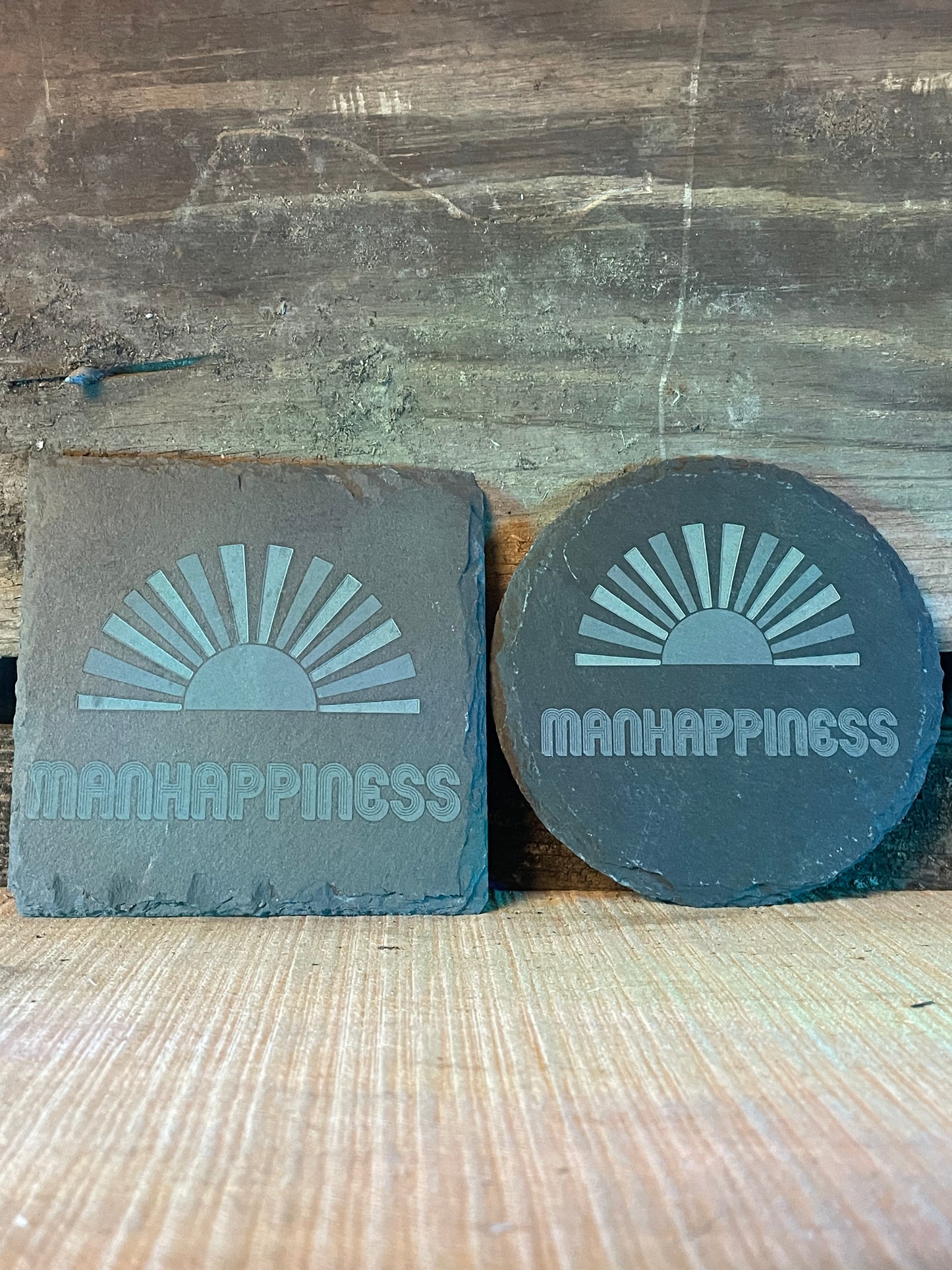 Manhappiness Two Tone Slate Coaster (Set of 4)