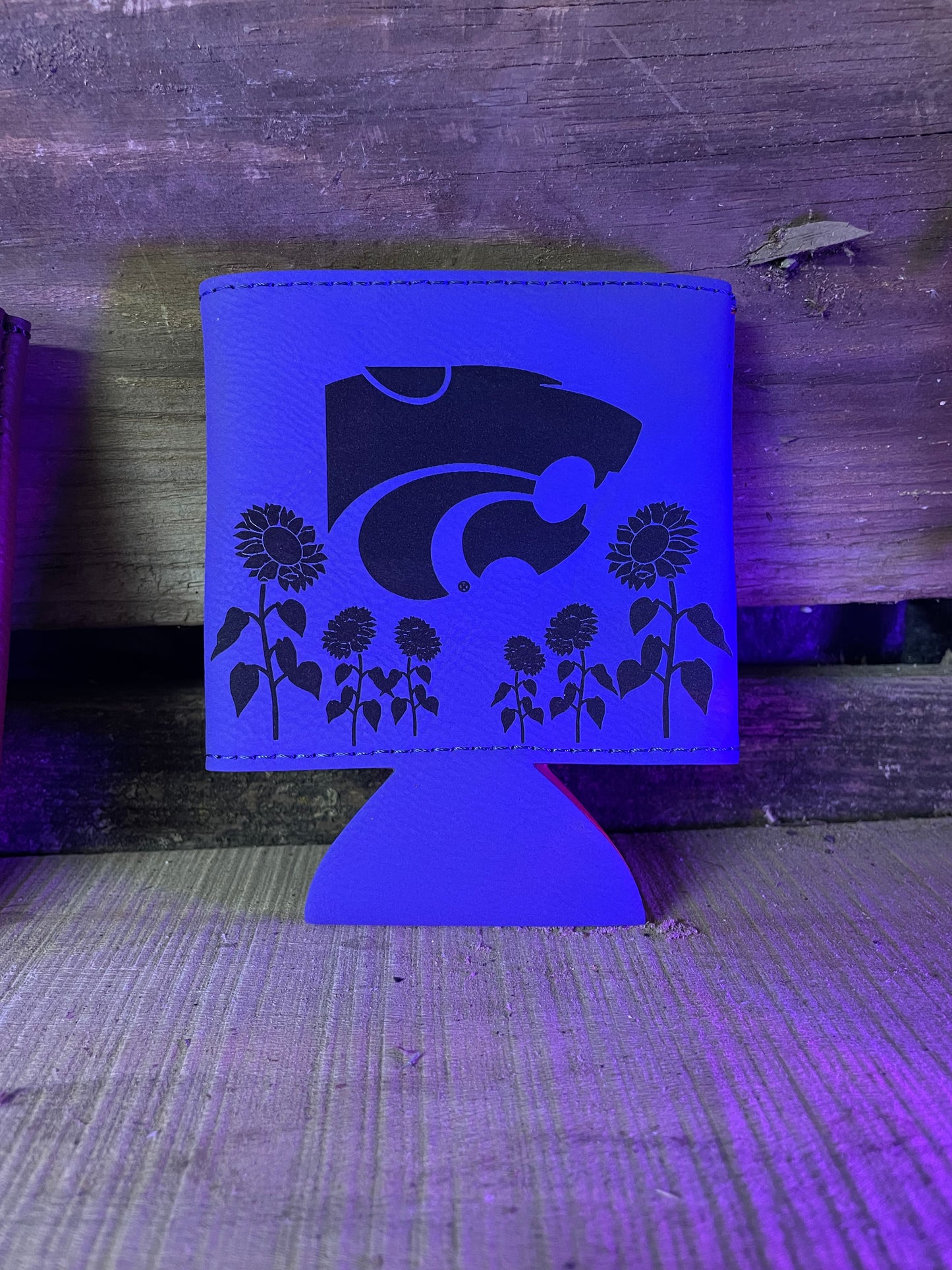 Power Cat and Sunflowers 1 Laser Engraved Coozy