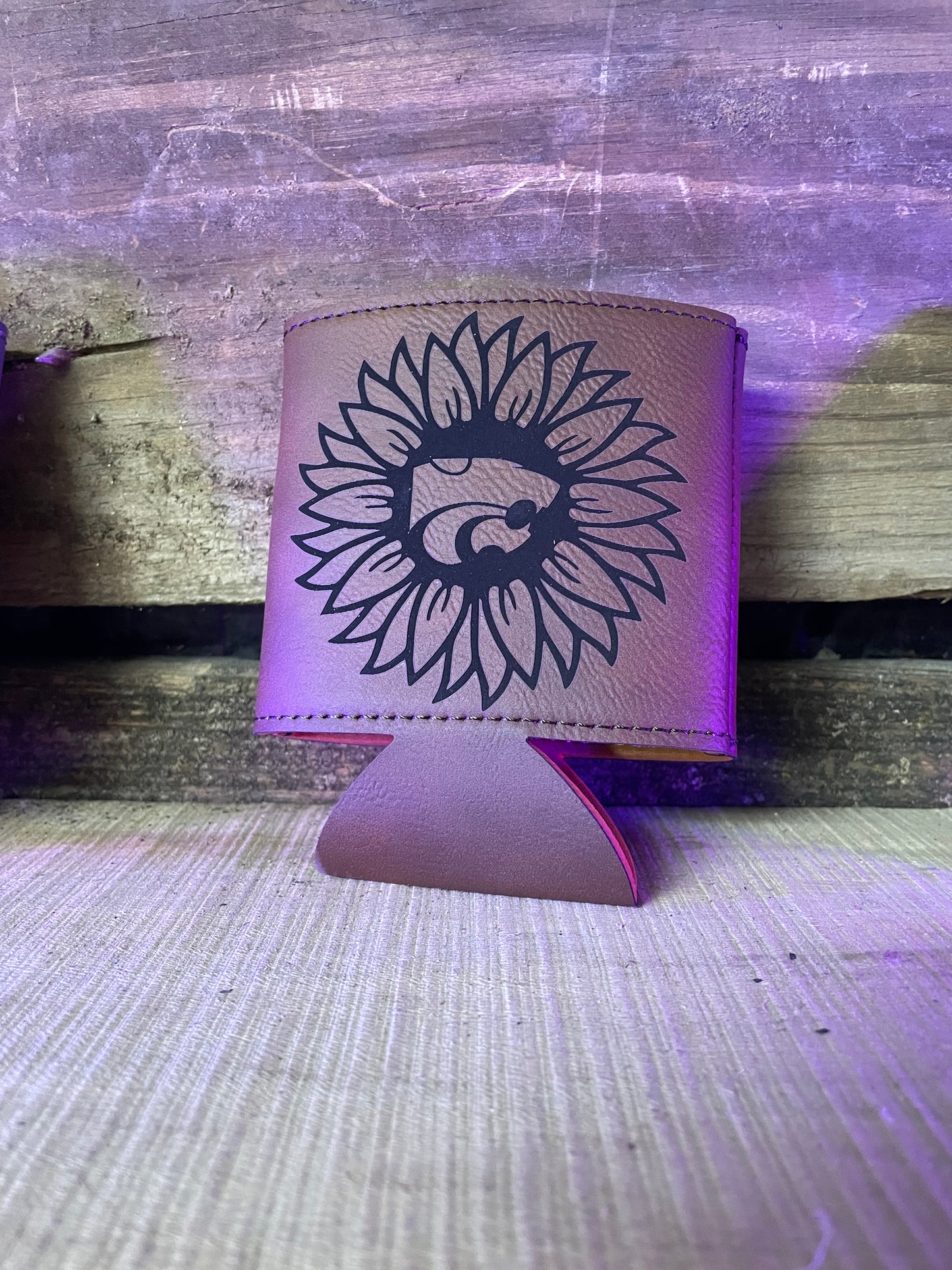 Power Cat and Sunflower 2 Laser Engraved Coozy