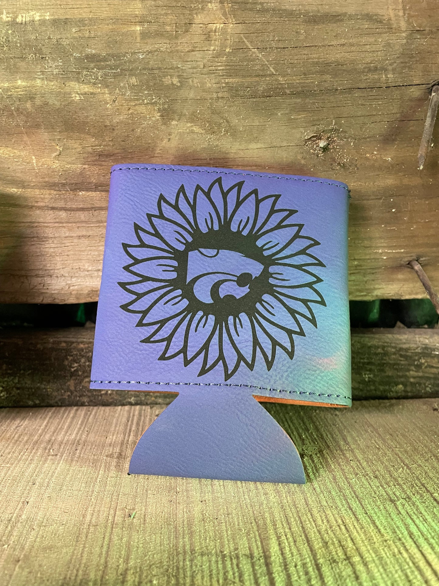 Power Cat and Sunflower 2 Laser Engraved Coozy