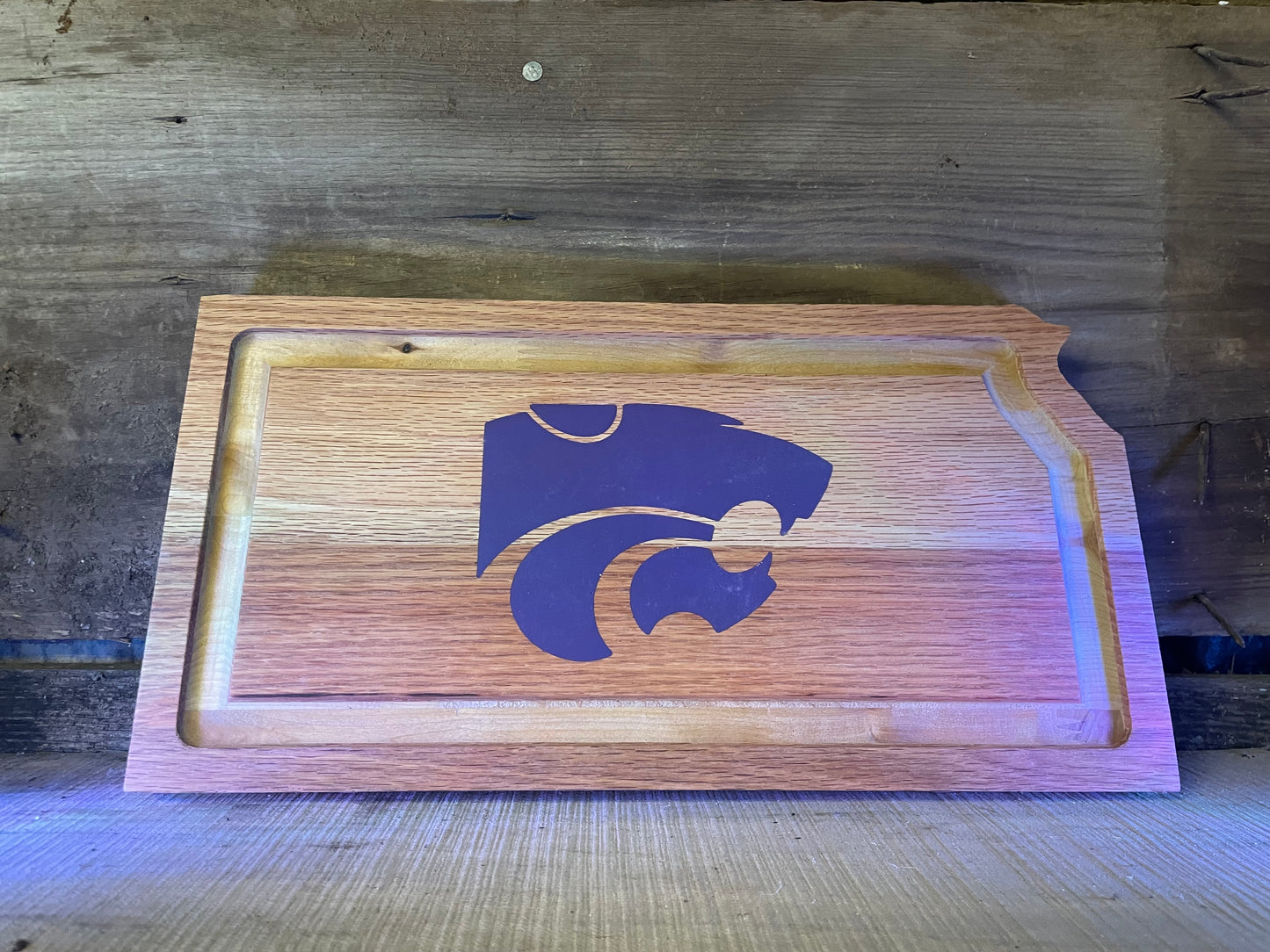 Kansas Shape with Epoxy Power Cat Cutting Board