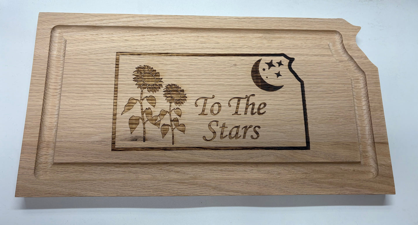 Kansas Themed Oak Cutting Board