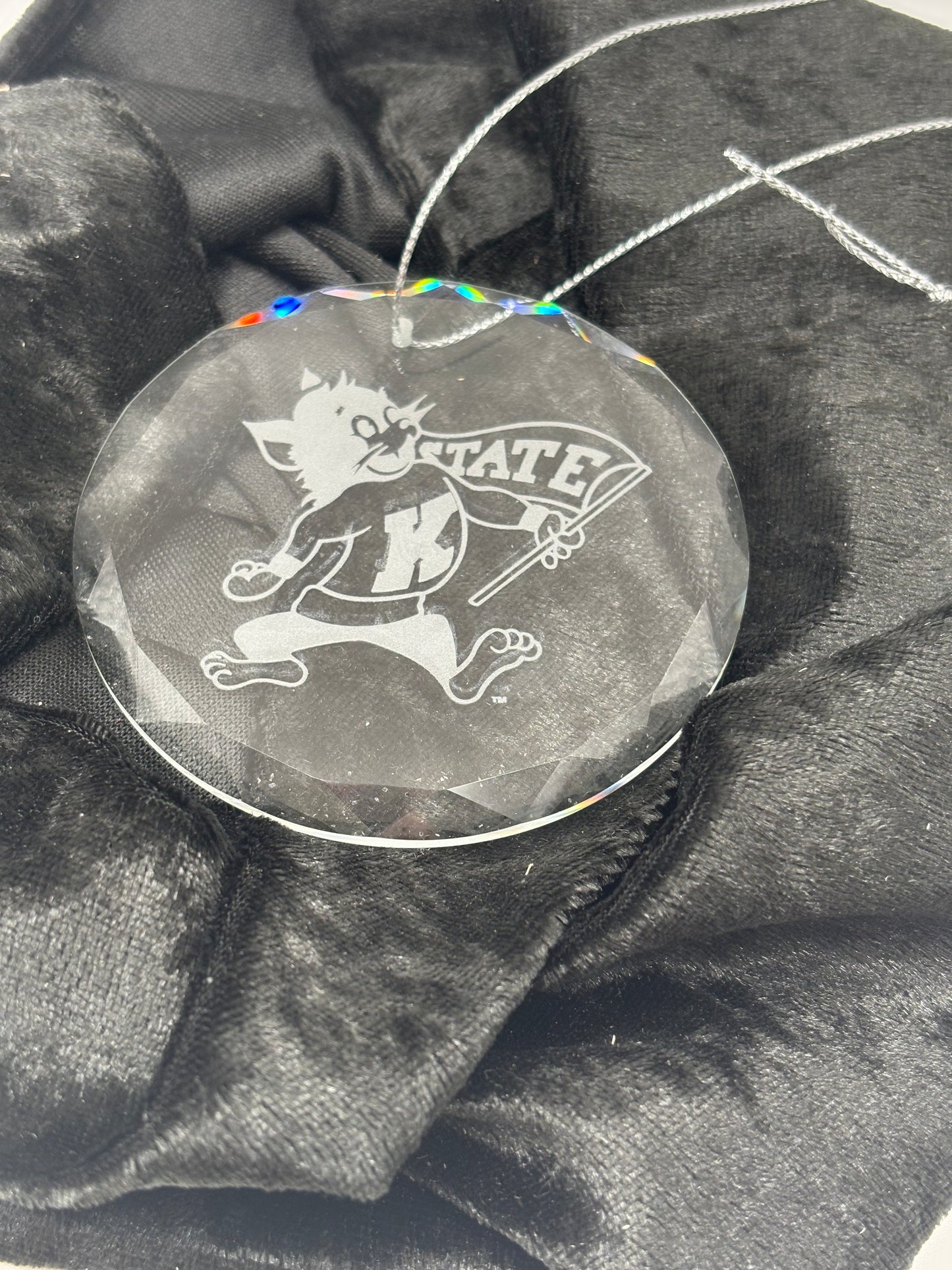 K- State Glass Ornament 3.5 inch