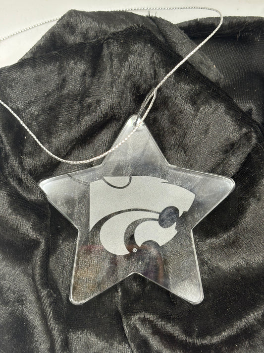 K- State Glass Ornament 3.5 inch