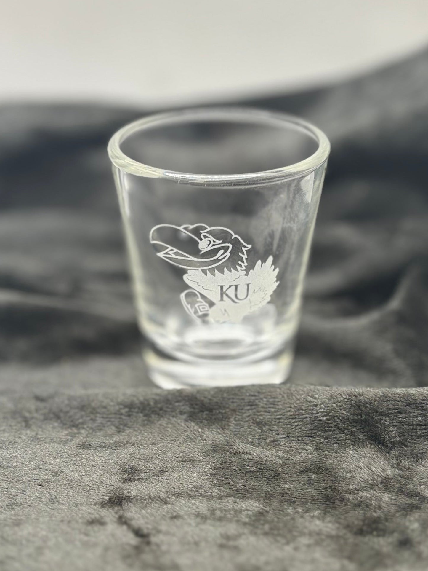 KU Jayhawk on 1.75oz shot Glass