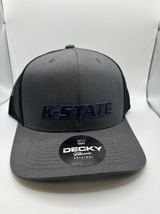 K-State Grey/Black 6 Panel Hat