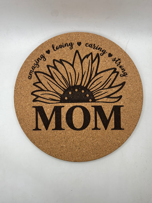 Mom Loving Caring 7.5" Cork Trivet