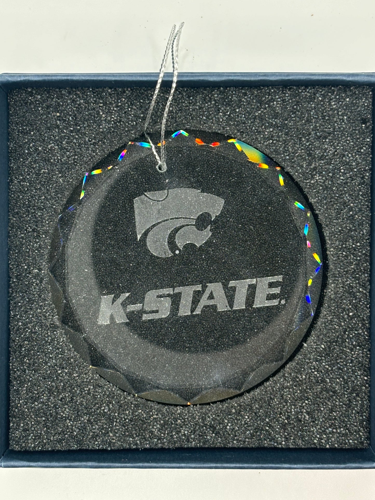 K- State Glass Ornament 3.5 inch