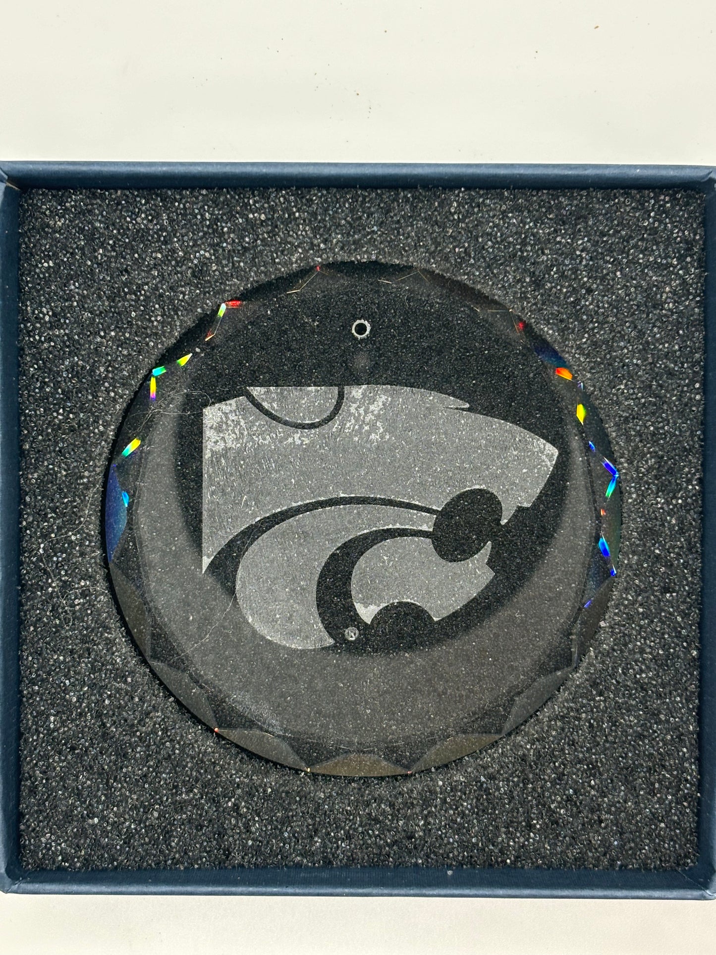 K- State Glass Ornament 3.5 inch