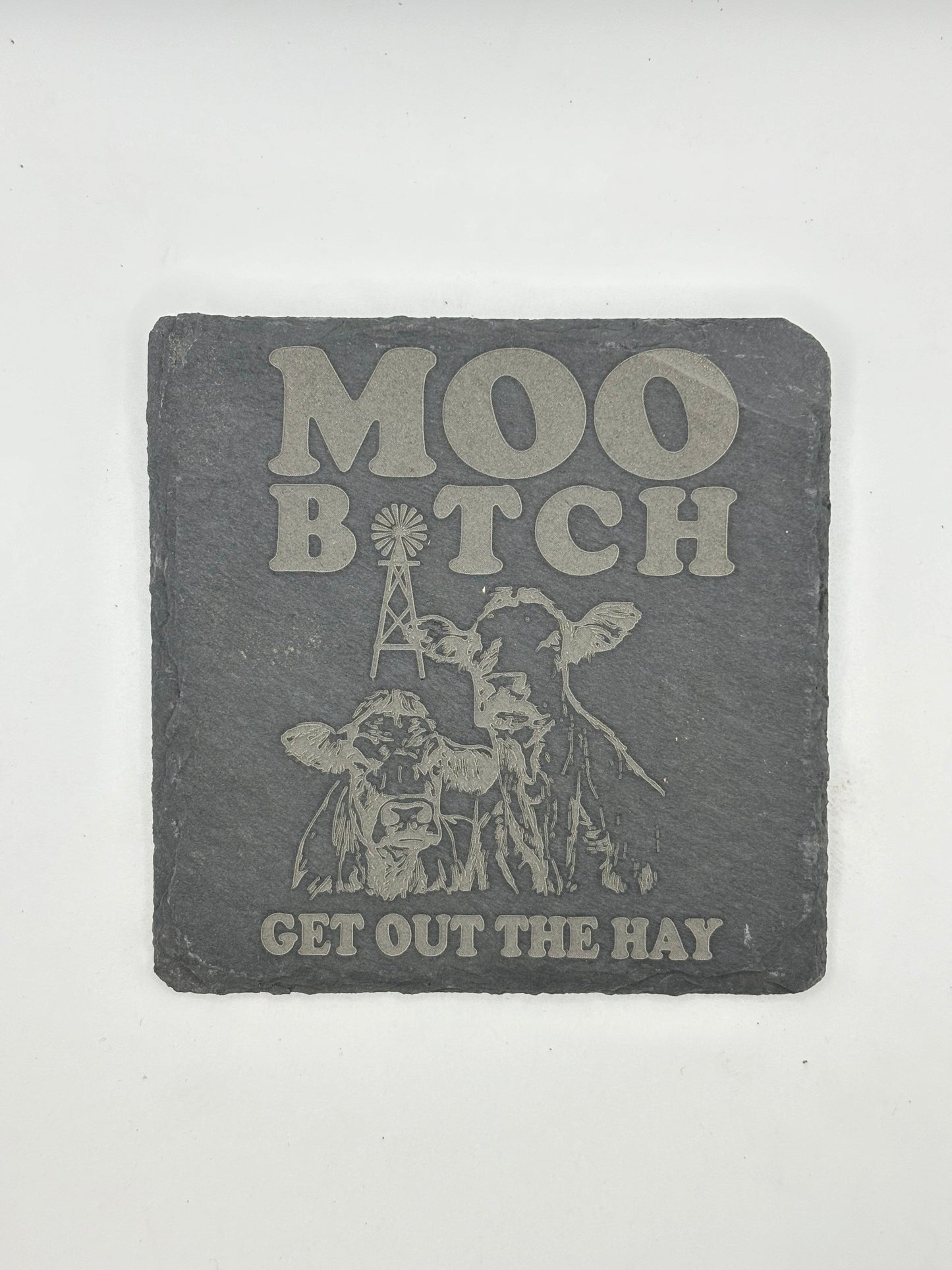 Moo Bitch Slate Coasters (Set of 4)