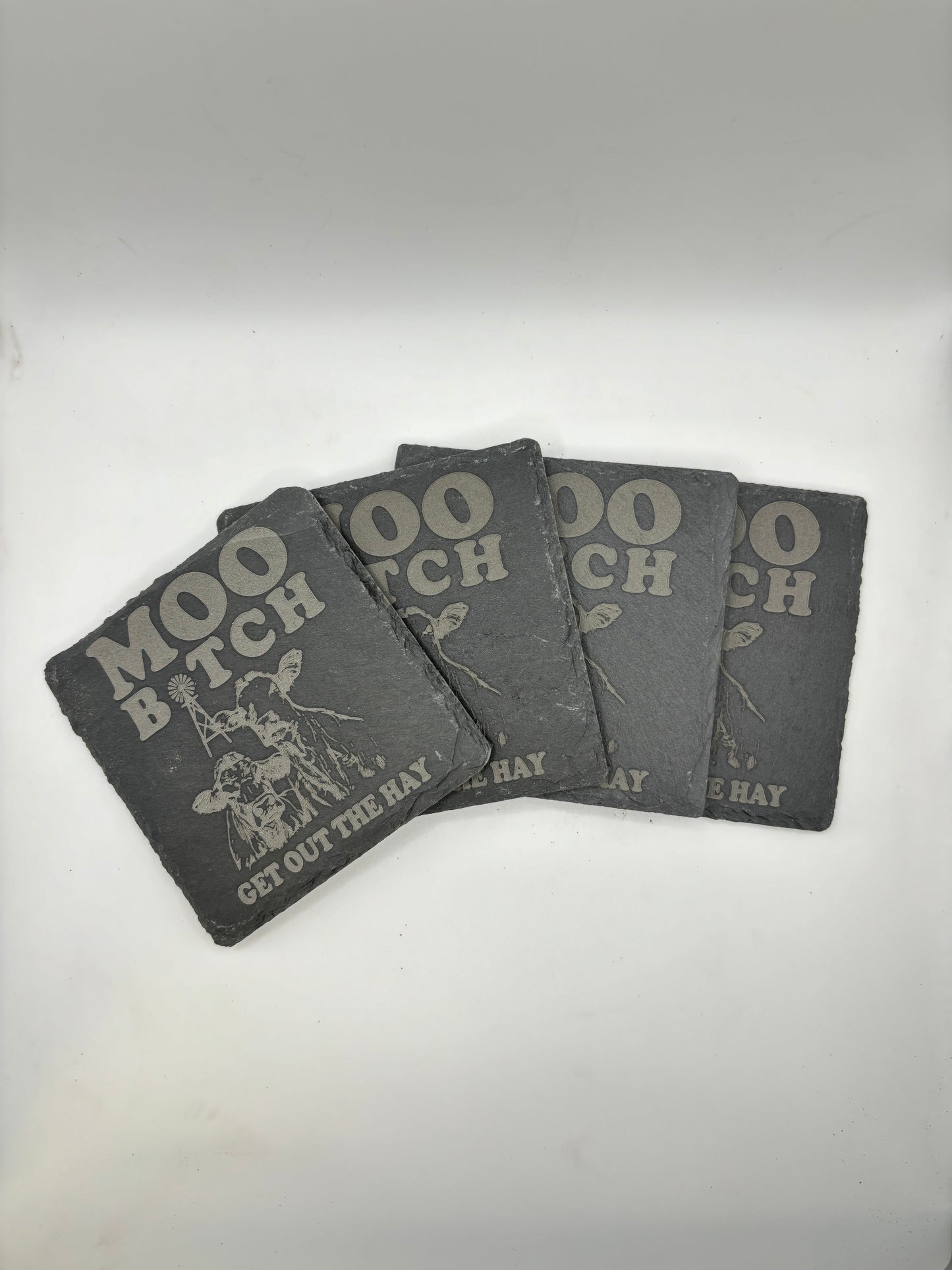 Moo Bitch Slate Coasters (Set of 4)