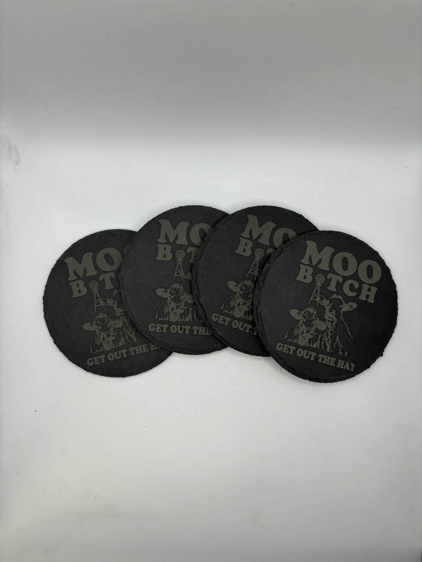 Moo Bitch Slate Coasters (Set of 4)