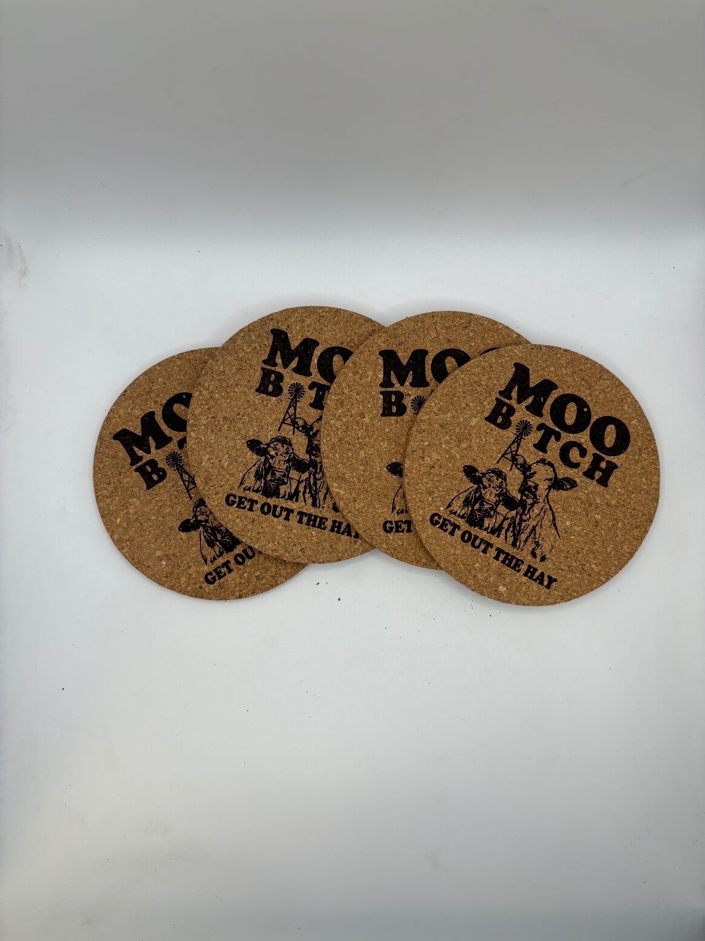 Moo Bitch Cork Coasters (Set of 4)