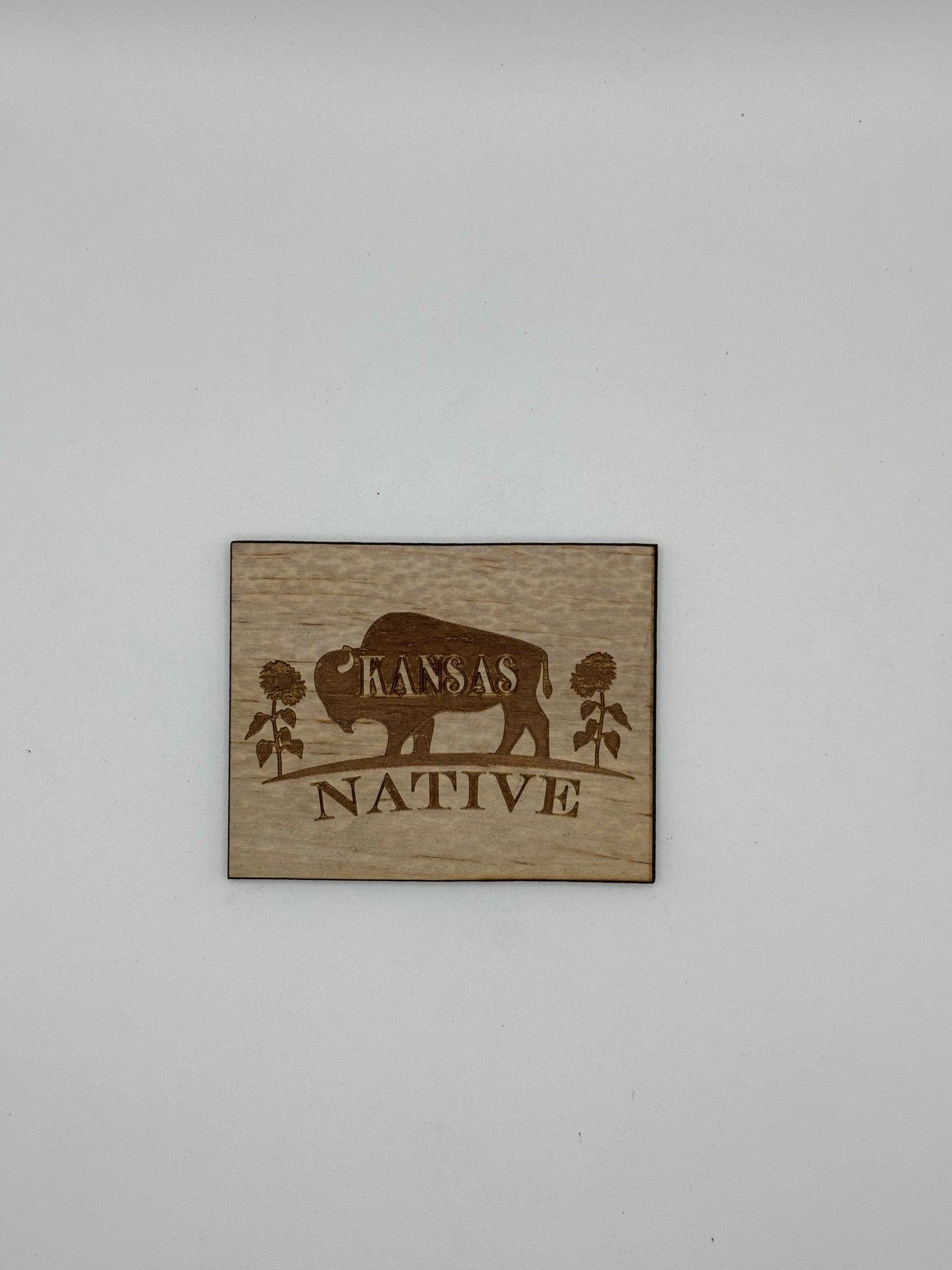 Kansas Themed Wood Magnet