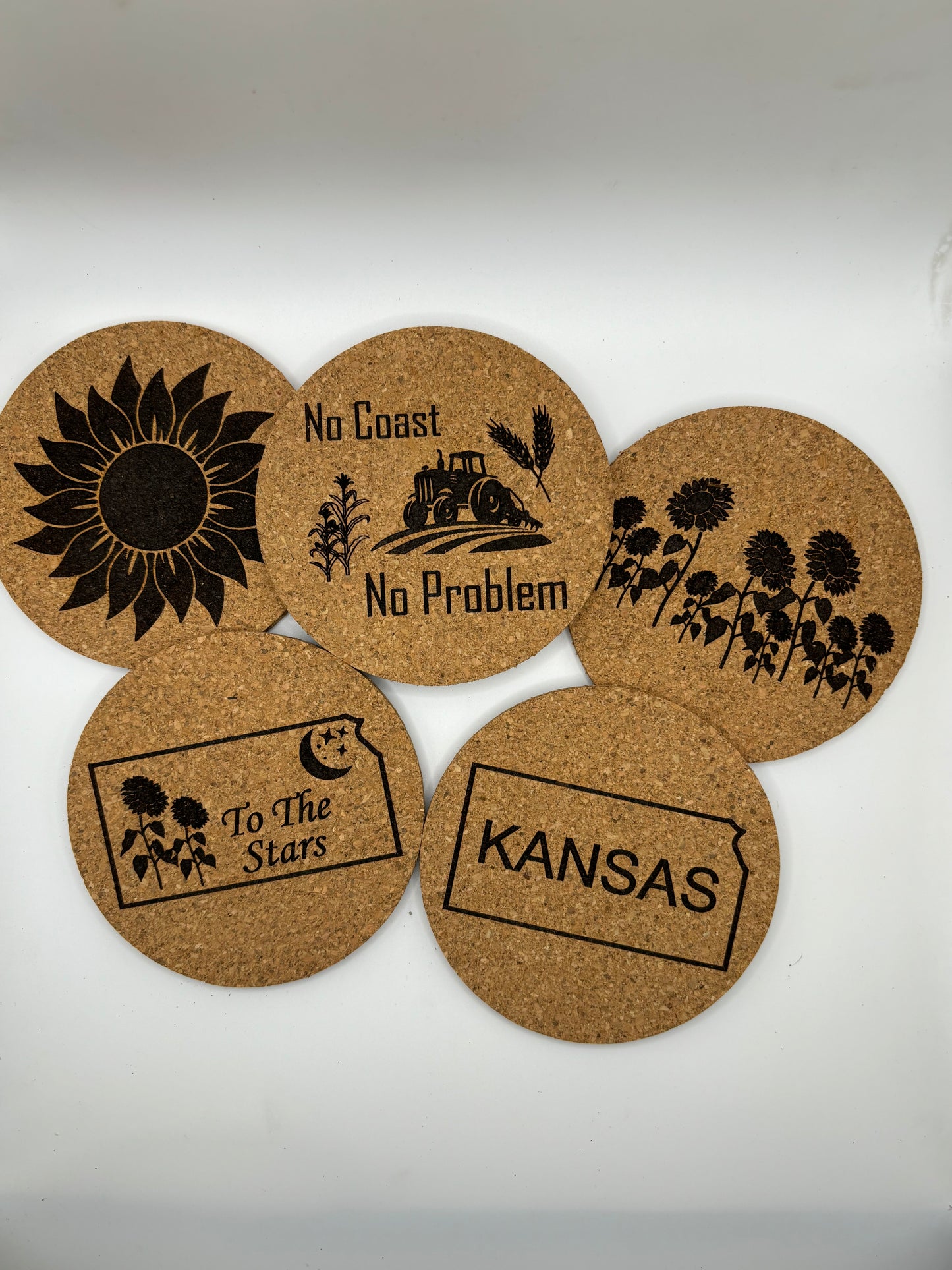 Kansas Themed Cork Coaster Set of 4