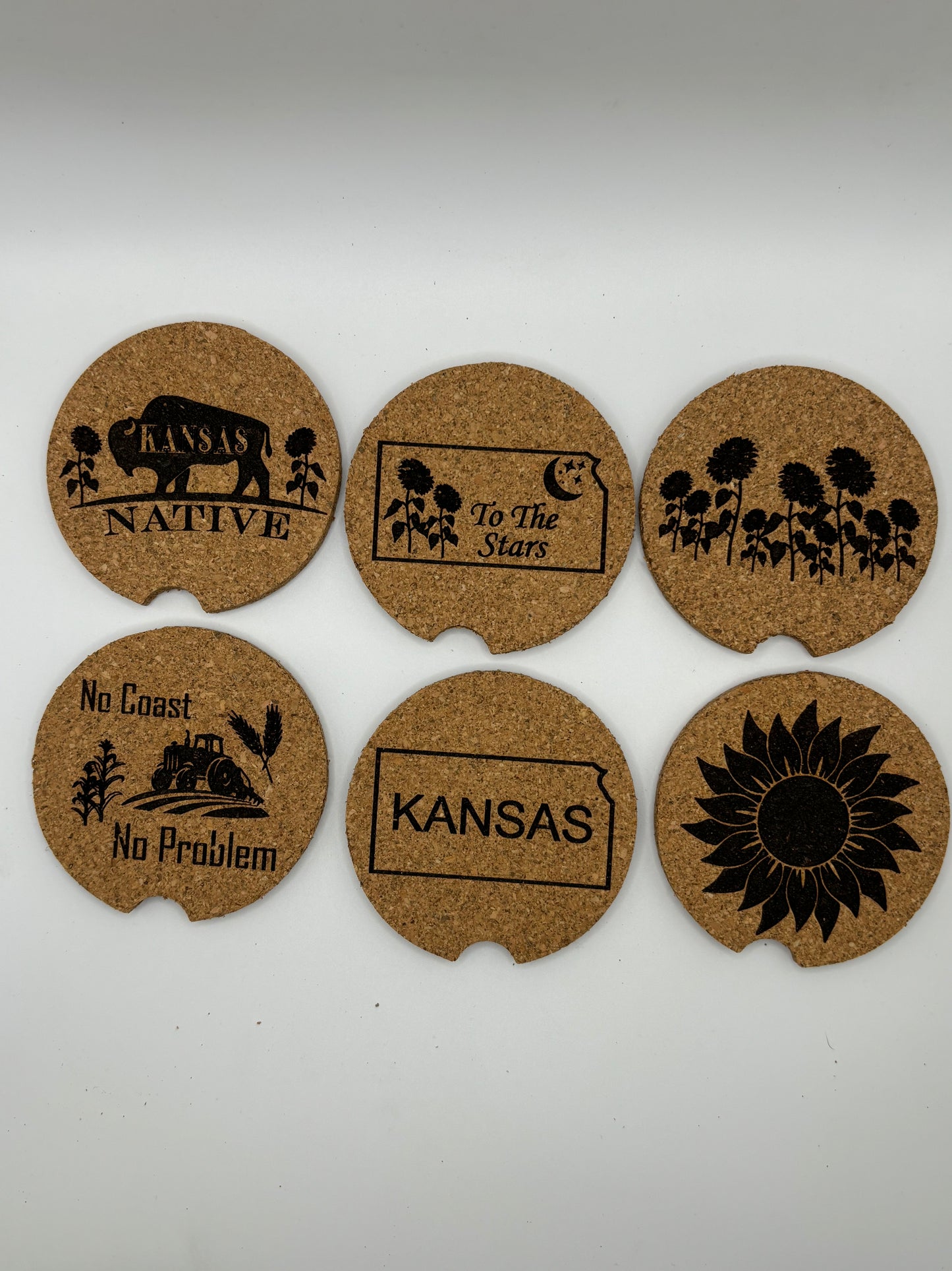 Kansas Themed Car Coaster Set of 2