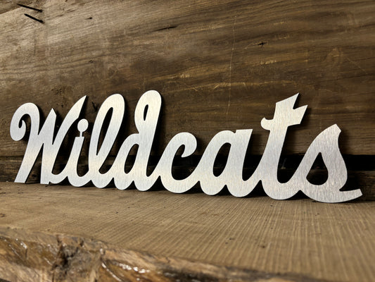 Wildcats Script Font Metal Sign