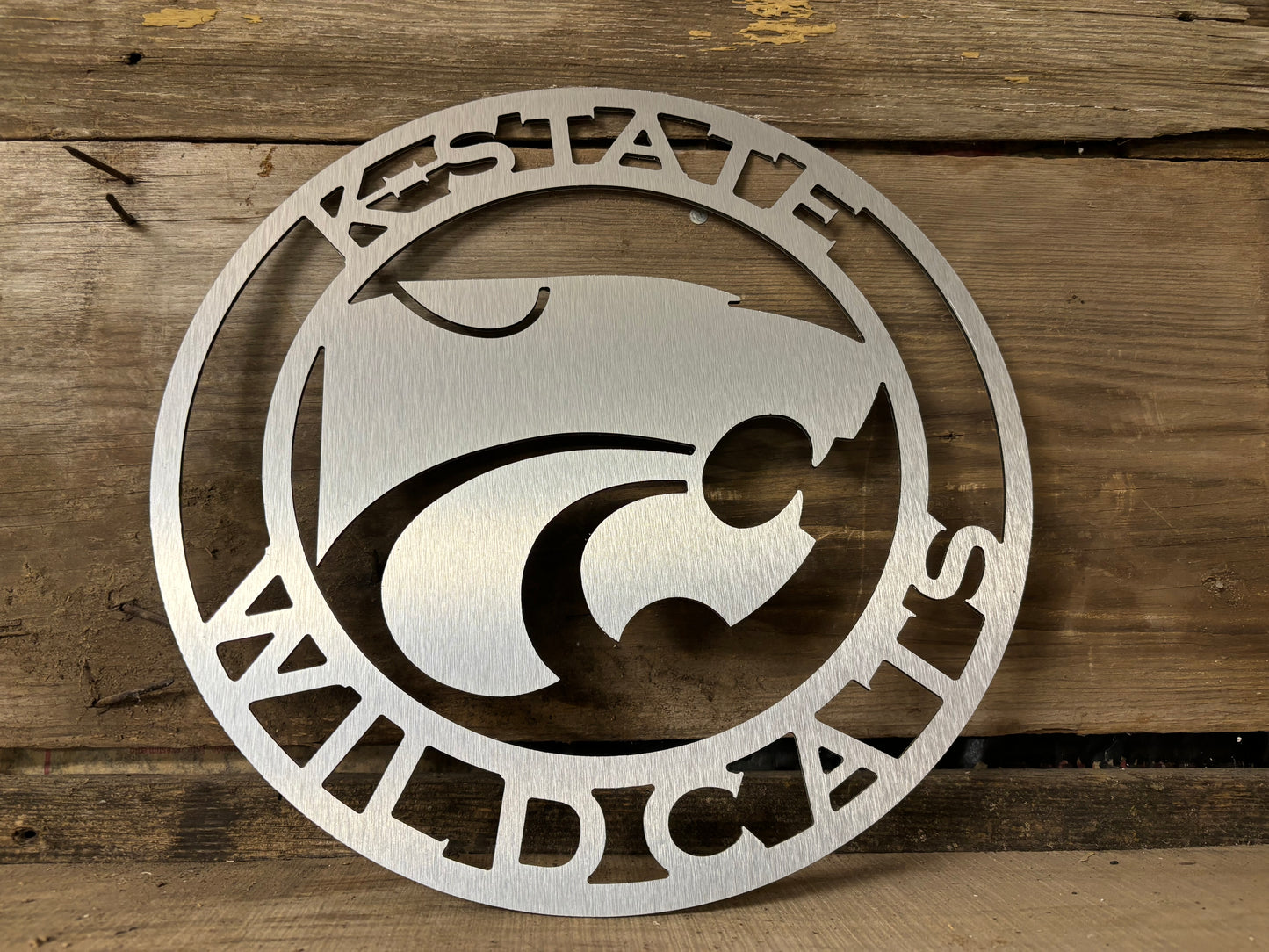 K-State Power Cat Circle Metal Sign