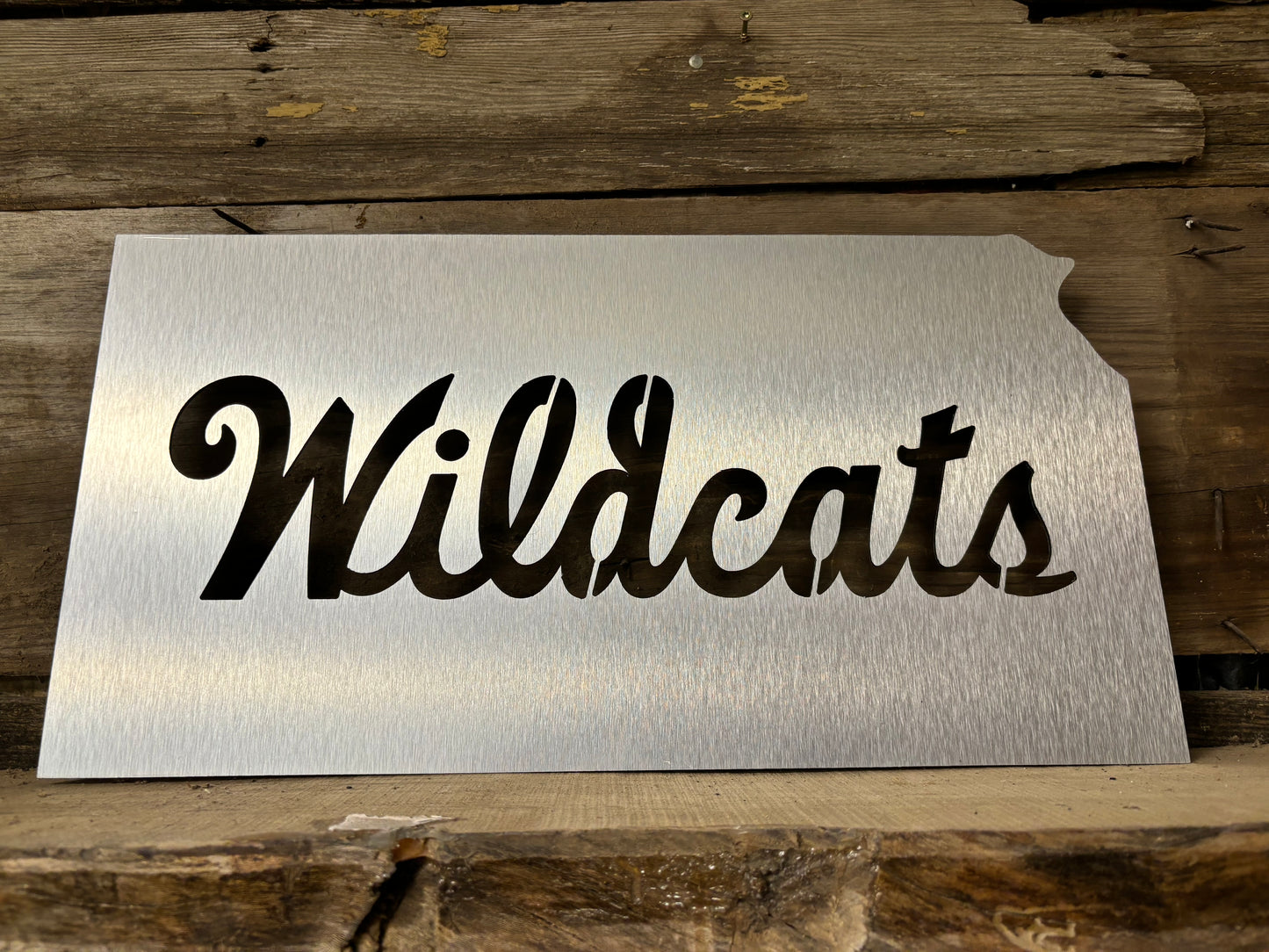 Kansas Outline with Wildcats LED Metal Sign