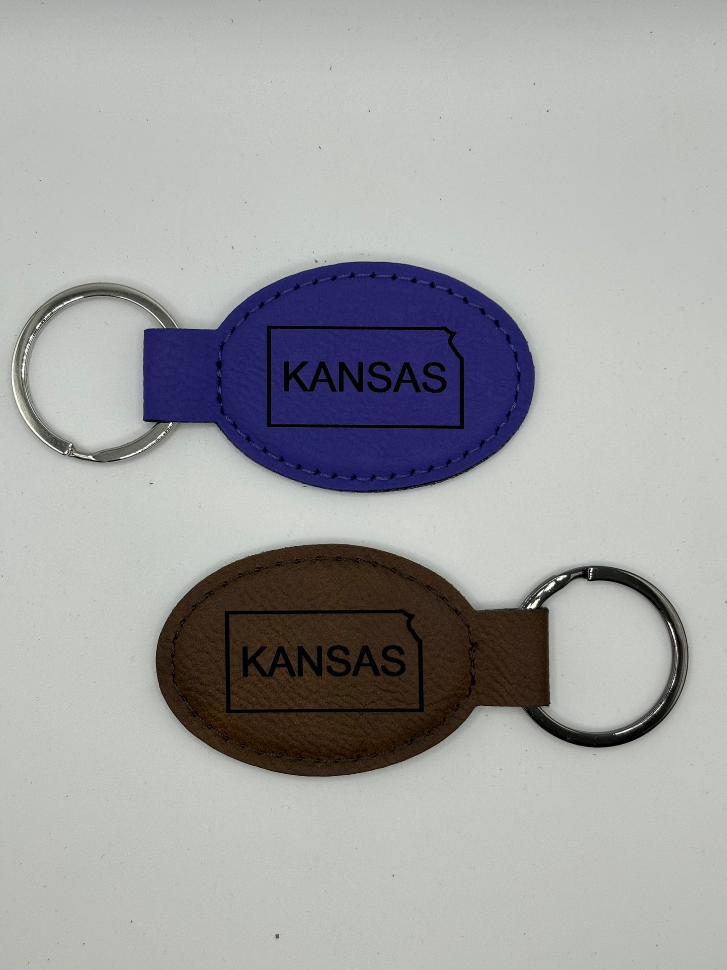 Kansas Themed Leather Key Chain