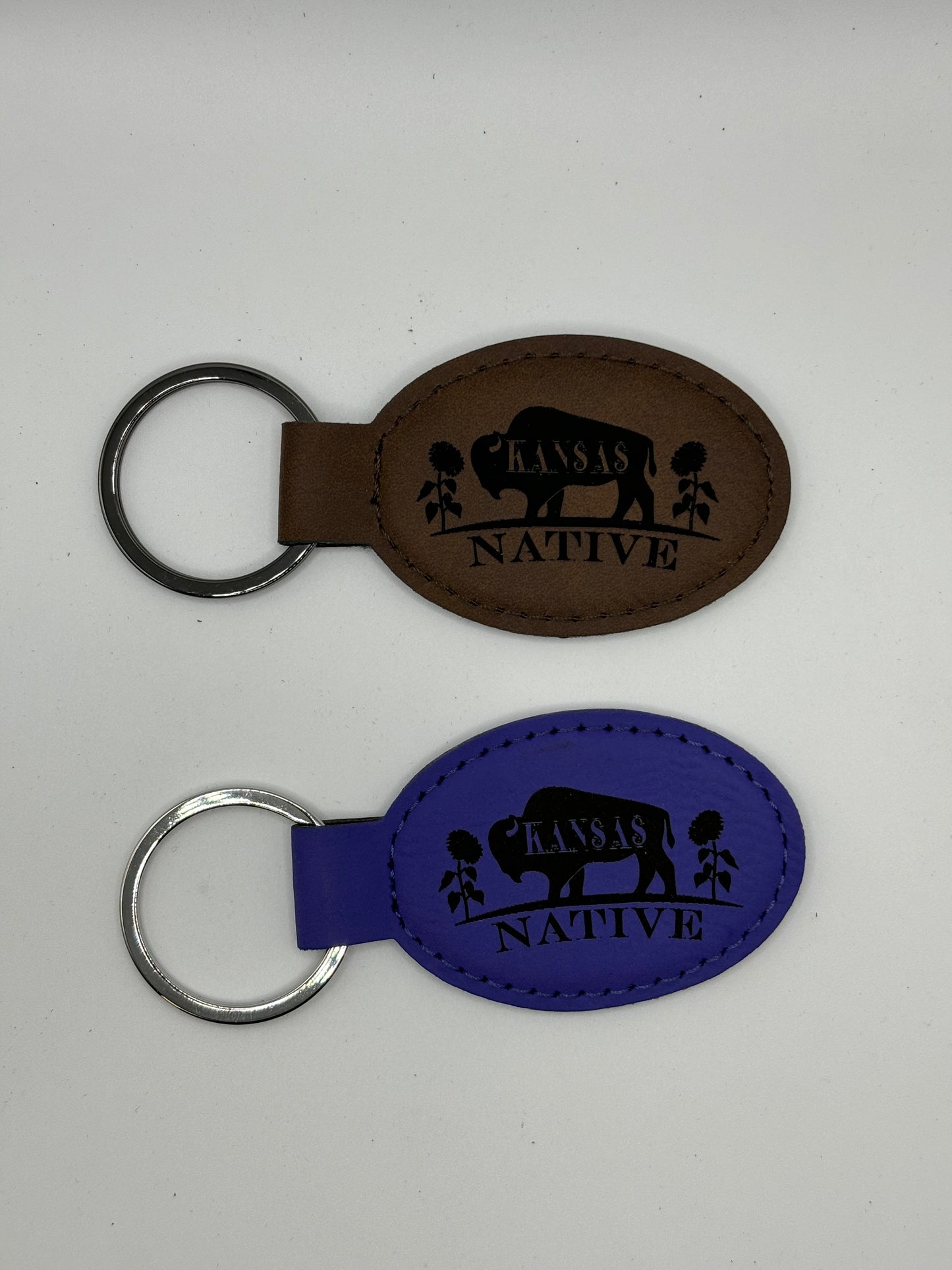 Kansas Themed Leather Key Chain