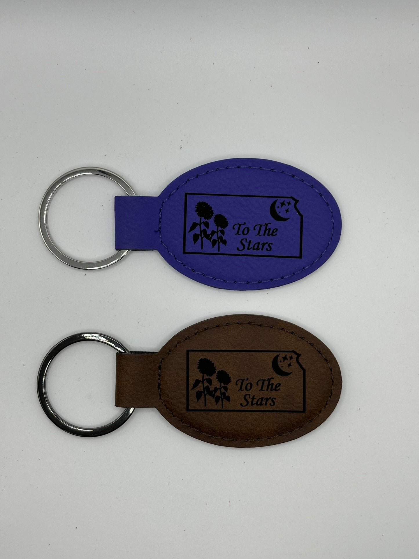 Kansas Themed Leather Key Chain