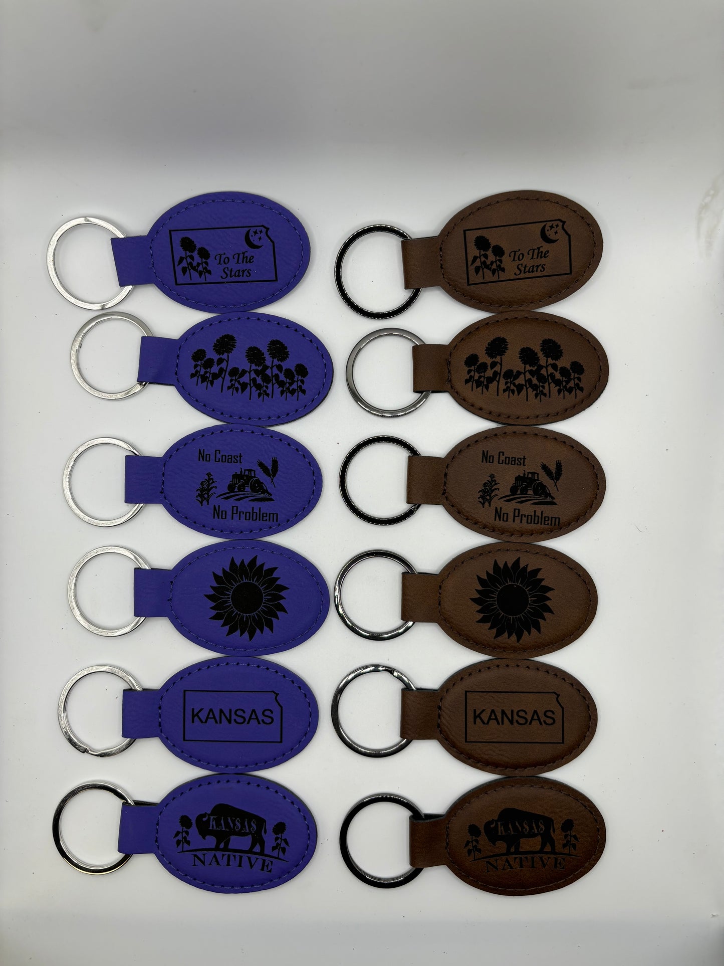 Kansas Themed Leather Key Chain