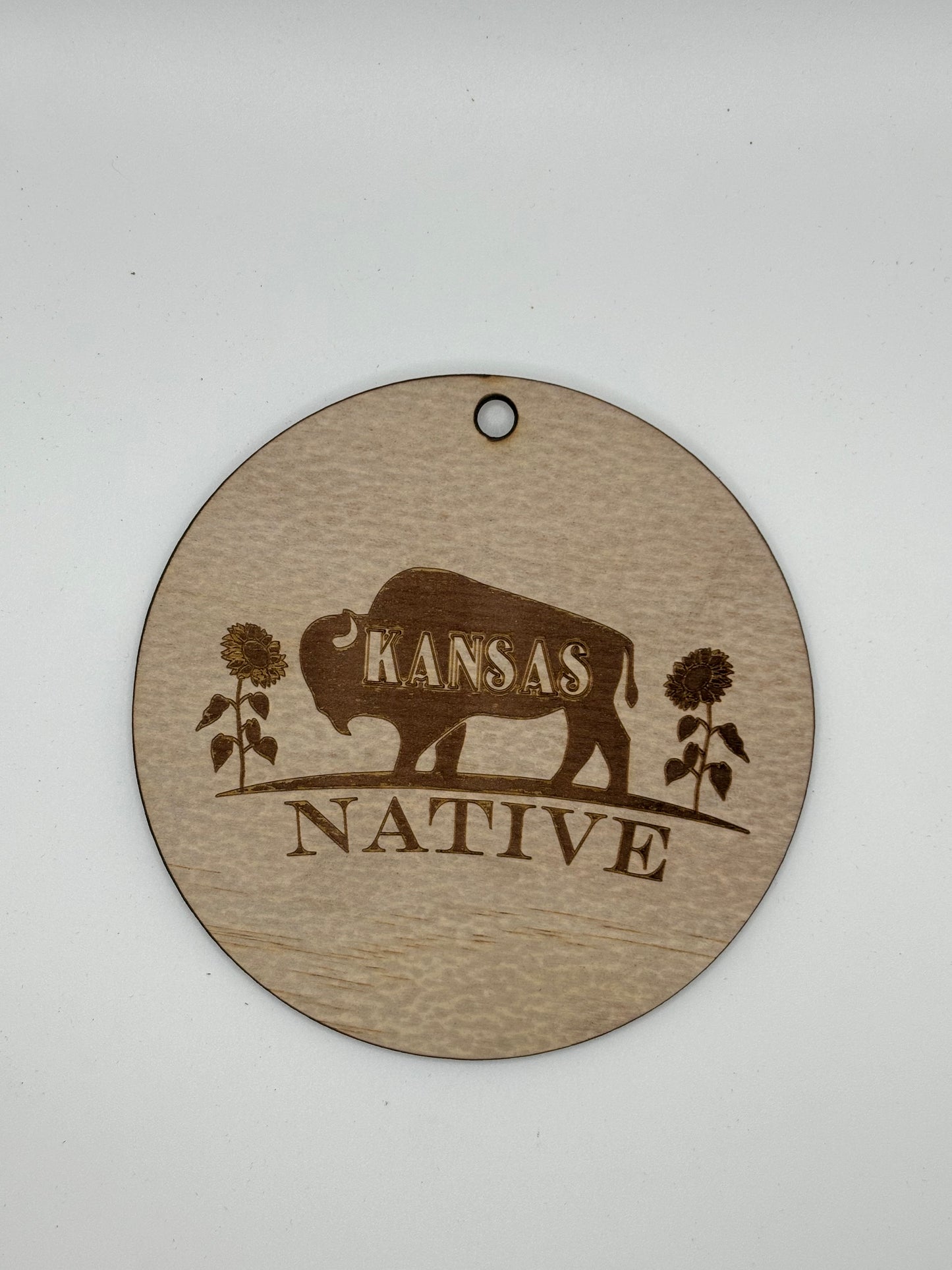 Kansas Themed Wood Ornament 4 inch