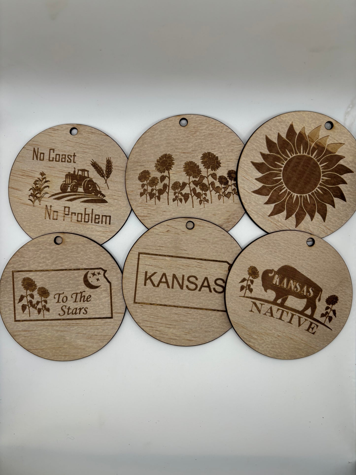 Kansas Themed Wood Ornament 4 inch