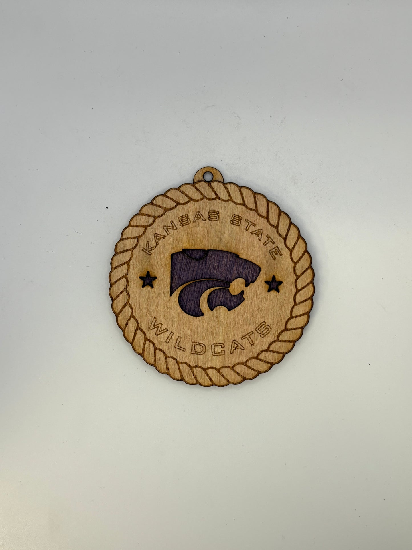 K- State Layered Wood Ornament 4 inch