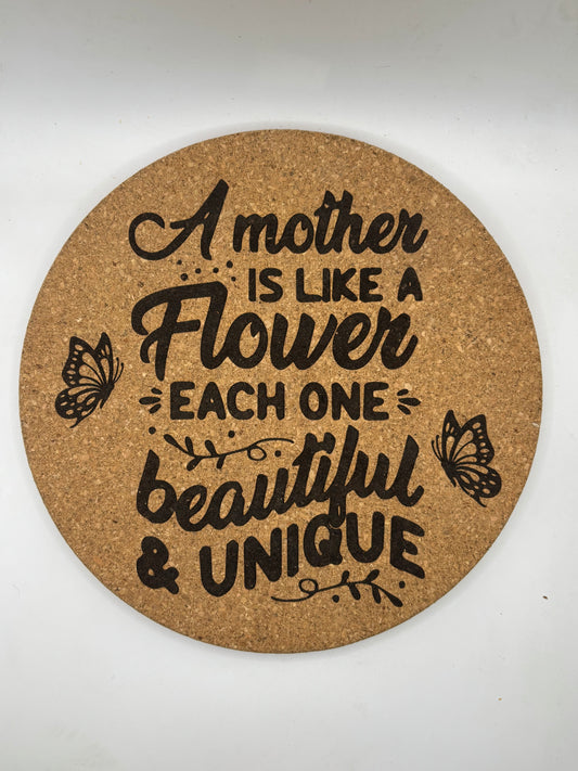 Mom theme 7.5" Cork Trivet