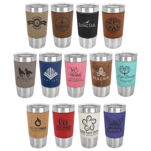 Polar Camel 20 oz. Laserable Leatherette Silver Tumbler