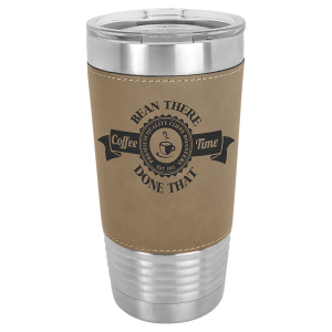 Polar Camel 20 oz. Laserable Leatherette Silver Tumbler