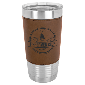 Polar Camel 20 oz. Laserable Leatherette Silver Tumbler