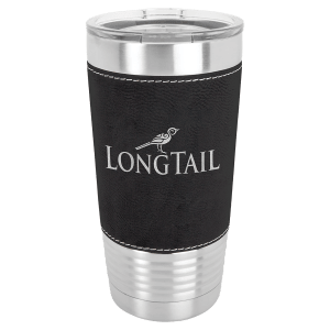 Polar Camel 20 oz. Laserable Leatherette Silver Tumbler