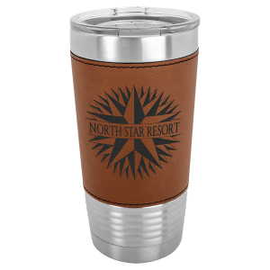 Polar Camel 20 oz. Laserable Leatherette Silver Tumbler