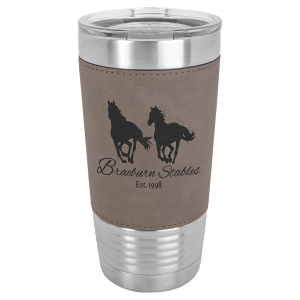 Polar Camel 20 oz. Laserable Leatherette Silver Tumbler