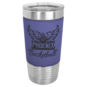 Polar Camel 20 oz. Laserable Leatherette Silver Tumbler