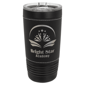 Polar Camel 20 oz. Laserable Leatherette Black Tumbler