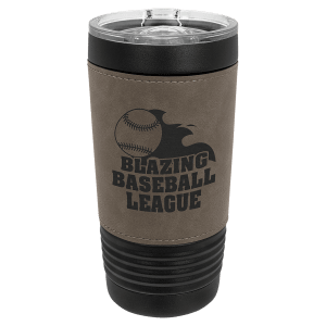 Polar Camel 20 oz. Laserable Leatherette Black Tumbler