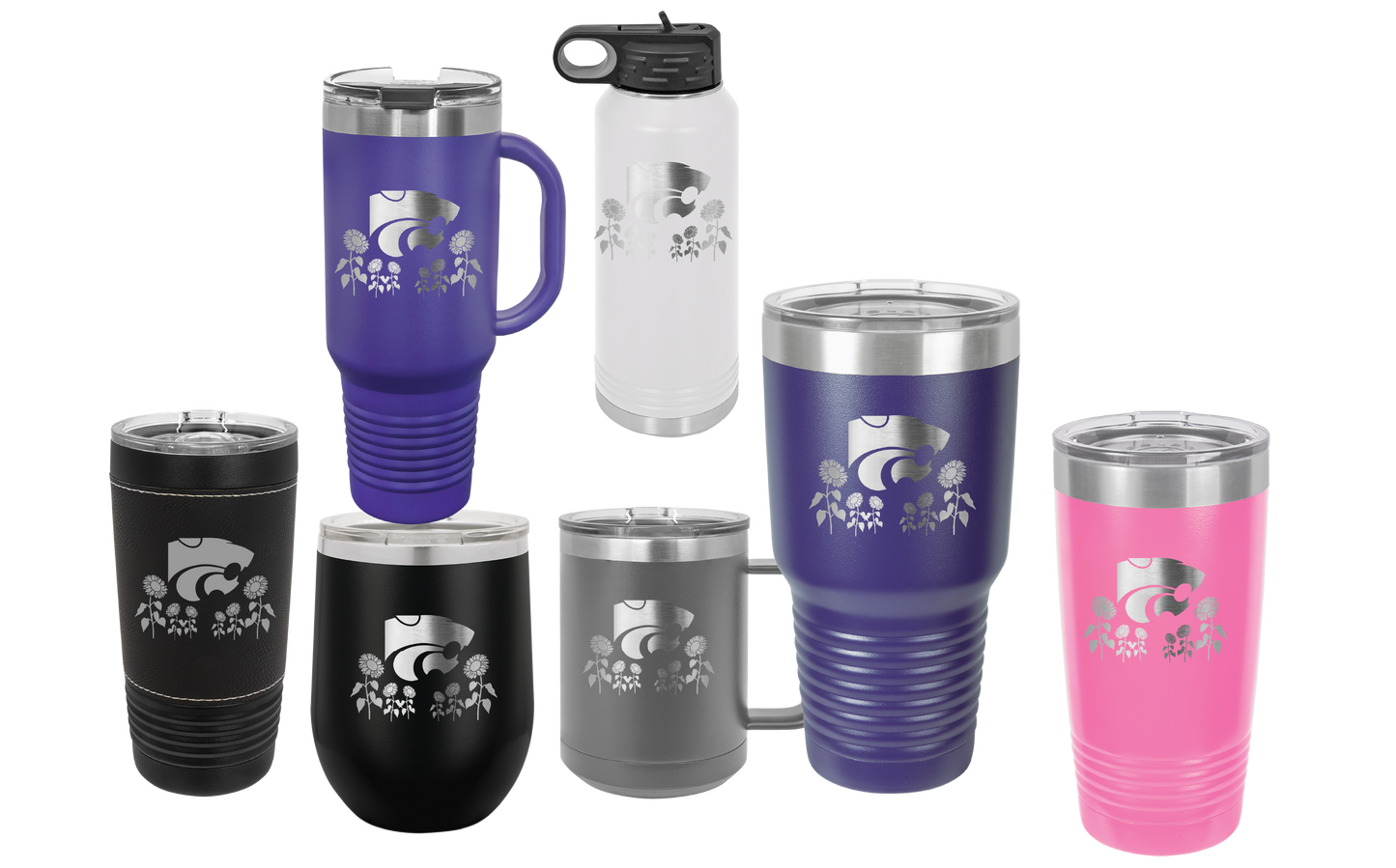 Power Cat Sunflower Field insulated Drinkware - Official Affinity Licensed Product - K-State