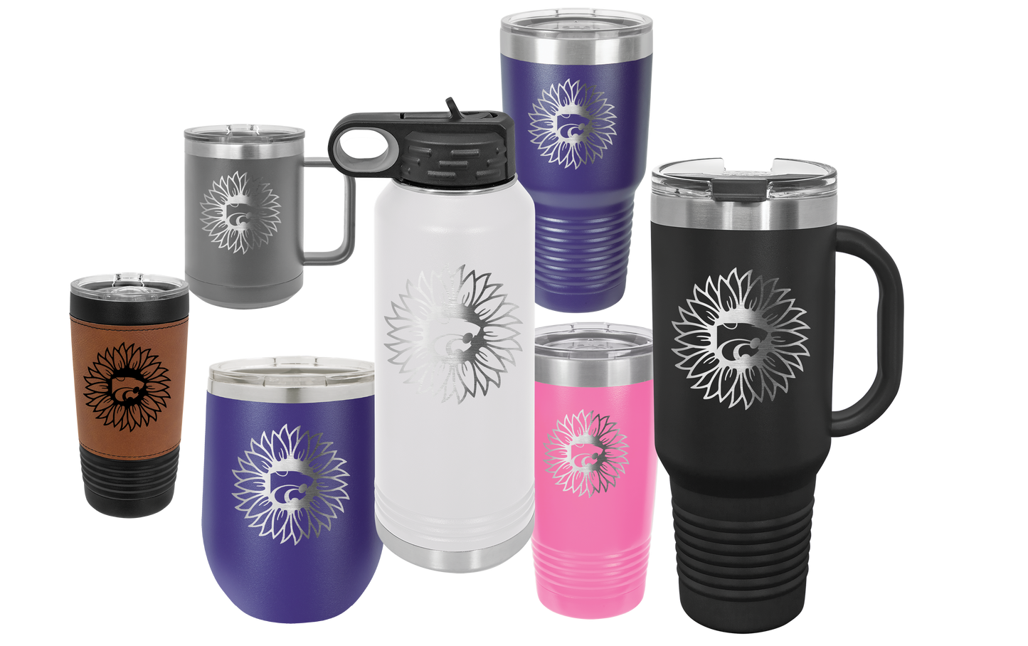 Power Cat Sunflower insulated Drinkware - Official Affinity Licensed Product - K-State