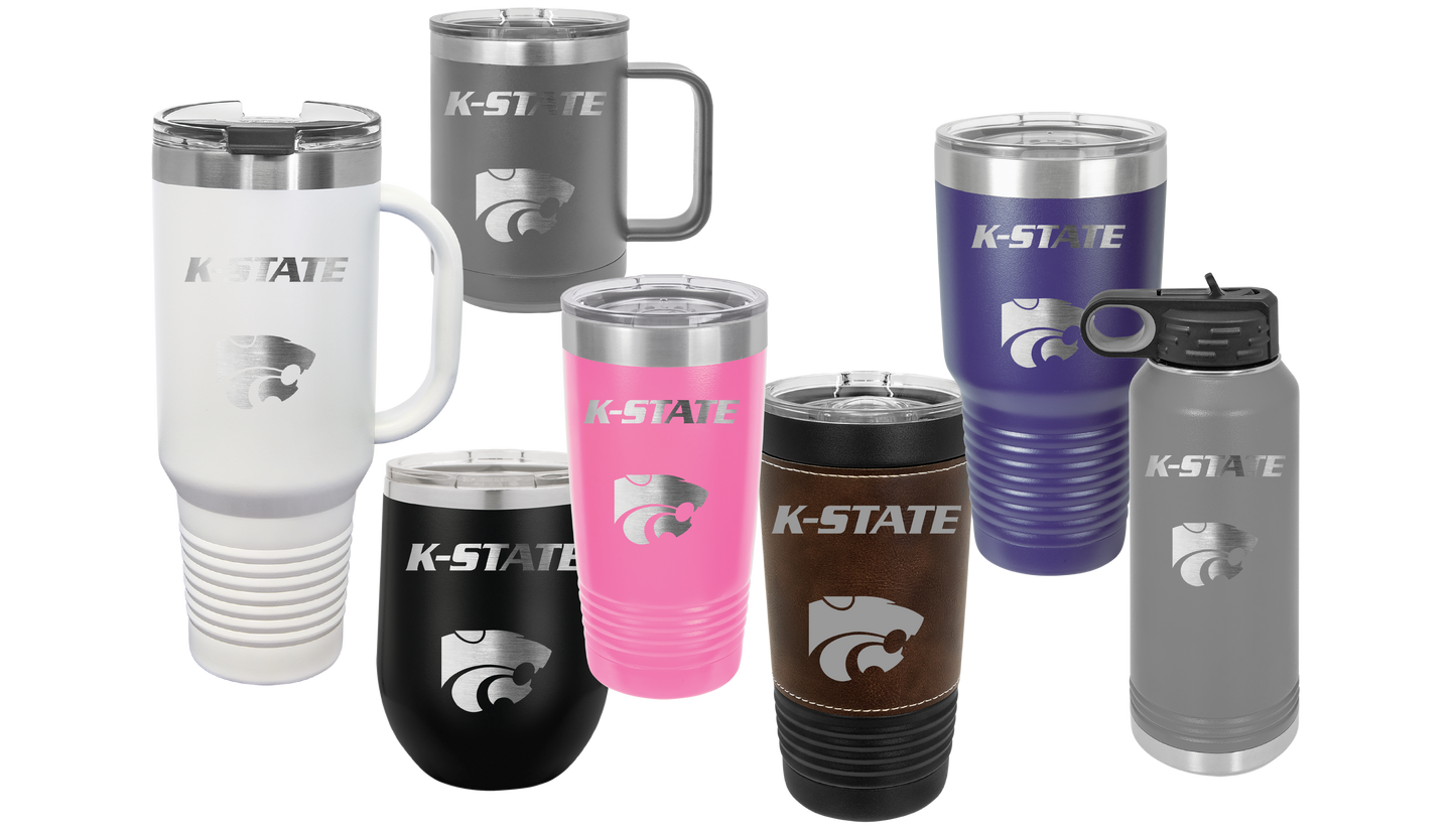 K-State with Power Cat insulated Drinkware - Official Affinity Licensed Product - K-State