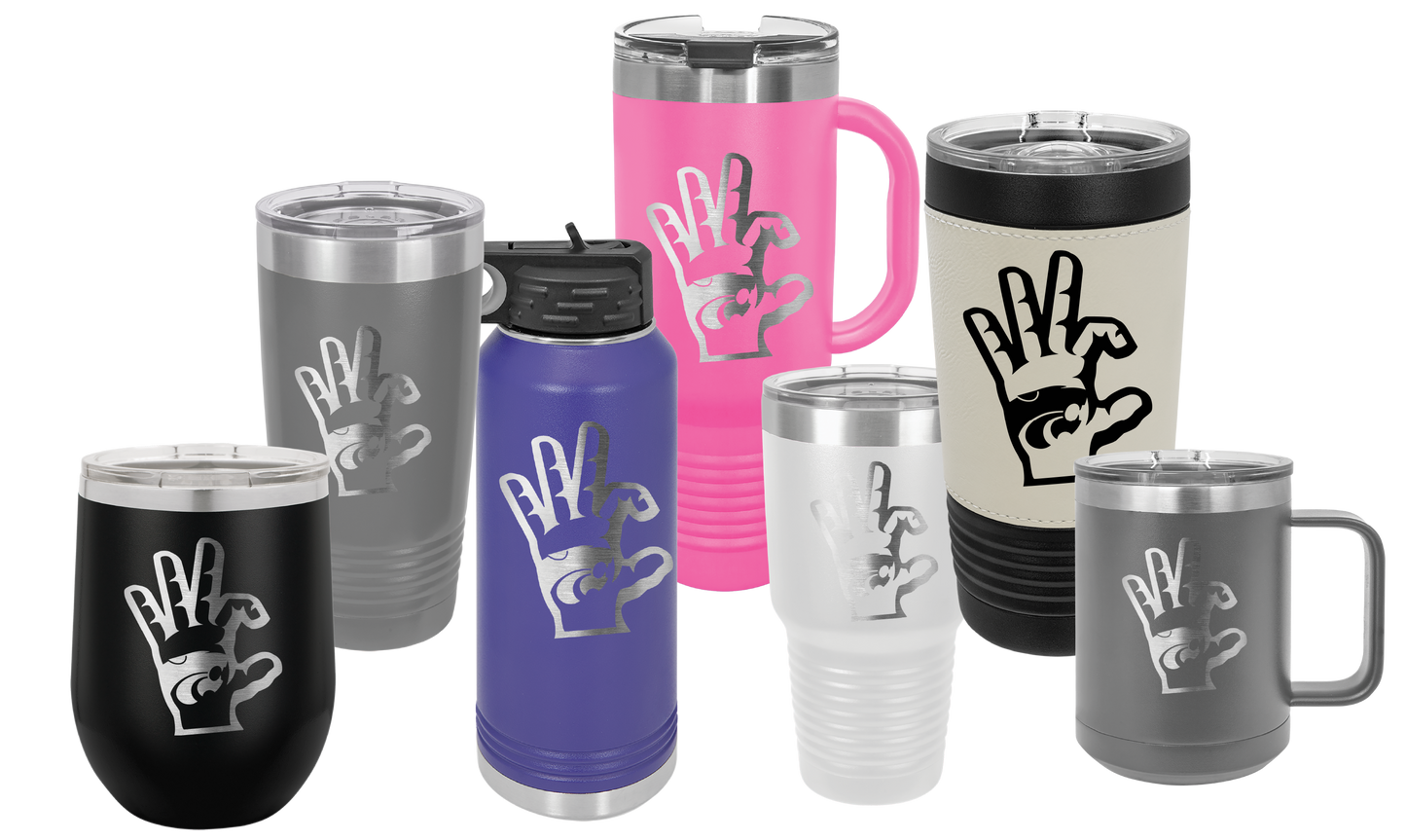 Wildcat Hand with Power Cat insulated Drinkware - Official Affinity Licensed Product - K-State