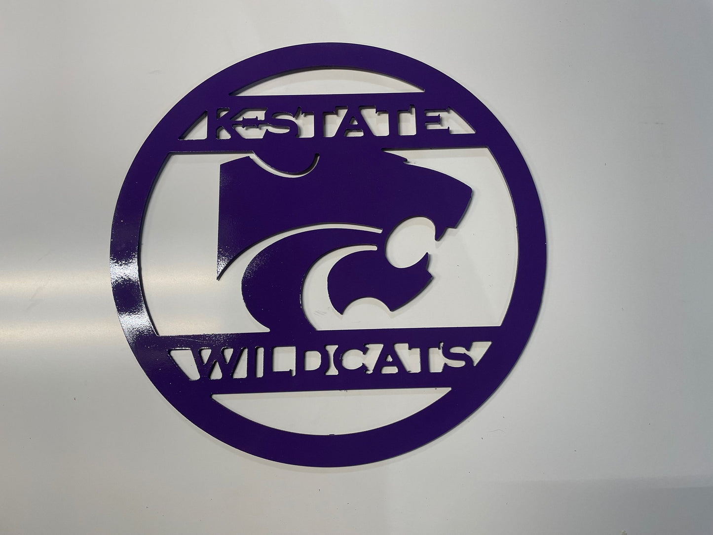 K-State Power Cat with Lines Metal Sign